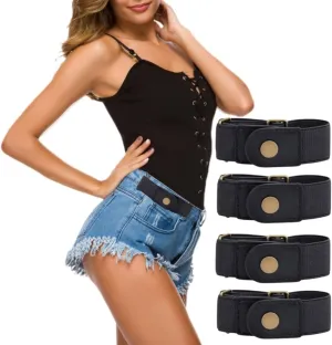 2 Pairs No Buckle Invisible Elastic Stretch Waist Belt for Men/Women, Jeans Loops Belt for Pants