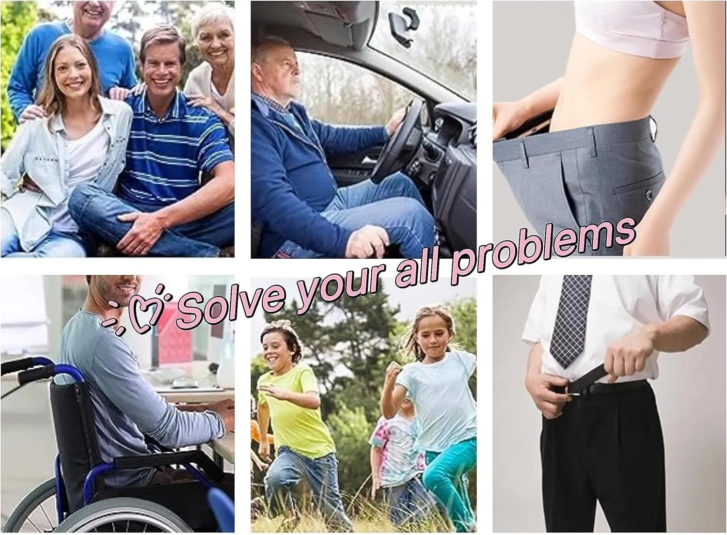 2 Pairs No Buckle Invisible Elastic Stretch Waist Belt for Men/Women, Jeans Loops Belt for Pants