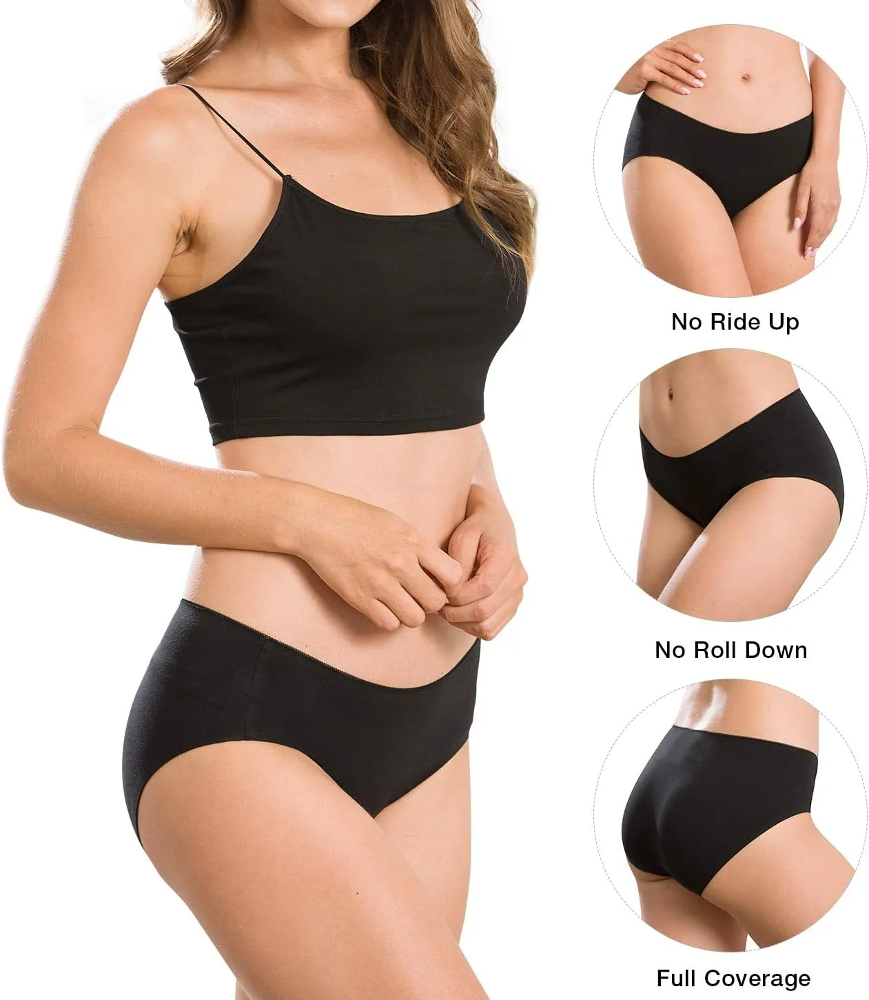 Altheanray Womens Underwear Cotton Underwear for Women Seamless Hipster Bikini Briefs Panties 6 Pack