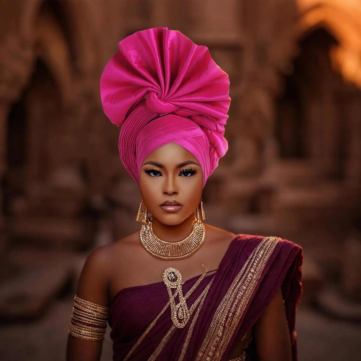 Auto Gele African Head Tie of Nigeria ASO Oke Headwraps Hat Turban Wedding Party Handmade Elegant Hair Wear Cap for Women