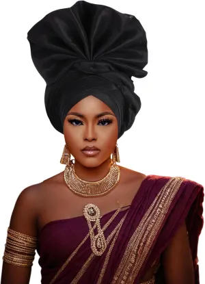 Auto Gele African Head Tie of Nigeria ASO Oke Headwraps Hat Turban Wedding Party Handmade Elegant Hair Wear Cap for Women