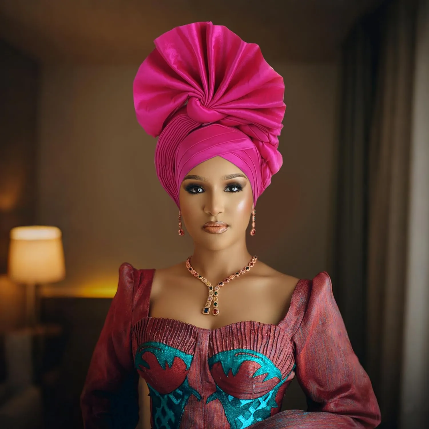 Auto Gele African Head Tie of Nigeria ASO Oke Headwraps Hat Turban Wedding Party Handmade Elegant Hair Wear Cap for Women