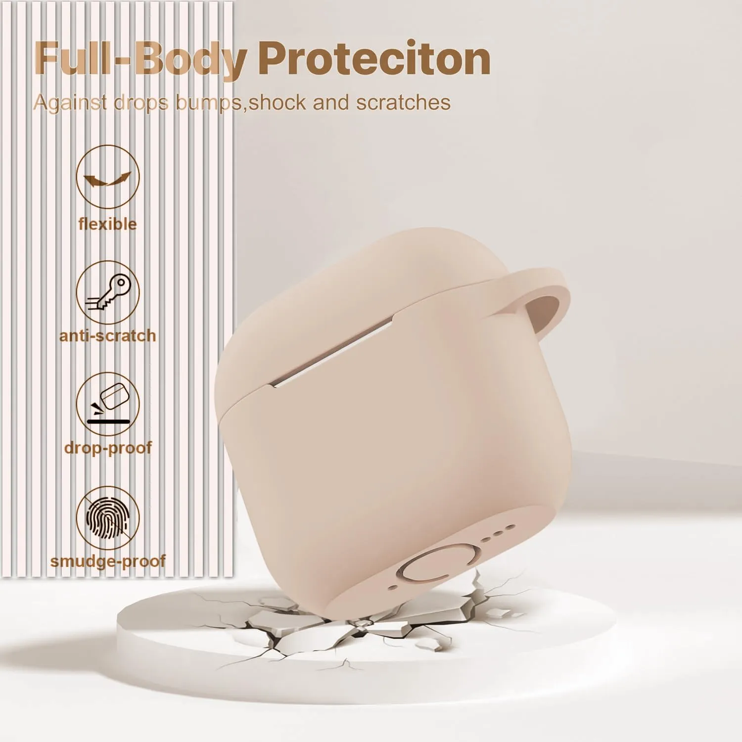 Case Cover for Apple Airpods 4 - VOTILE Airpods 4 Cases 2024 Cover Women Silicone iPods 4 Earbuds Wireless Accessorie Charging Cases Girl Bling Keychain for Airpod iPods 4th Generation - Milk Tea