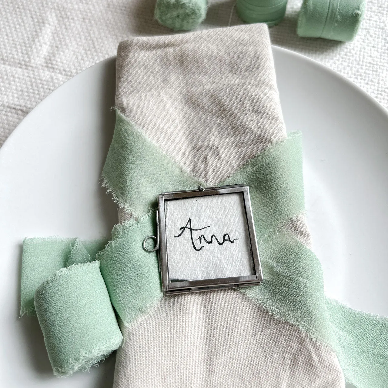 Chiffon Wedding Ribbons with Frayed Edges - Green 5m Roll