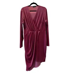 dusty rose velvet faux wrap dress - US 18