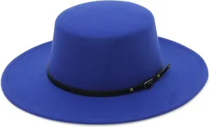 EOZY Women Men Classic Felt Fedora Hat Wide Brim Flat Top Jazz Panama Hat Casual Party Church Hat