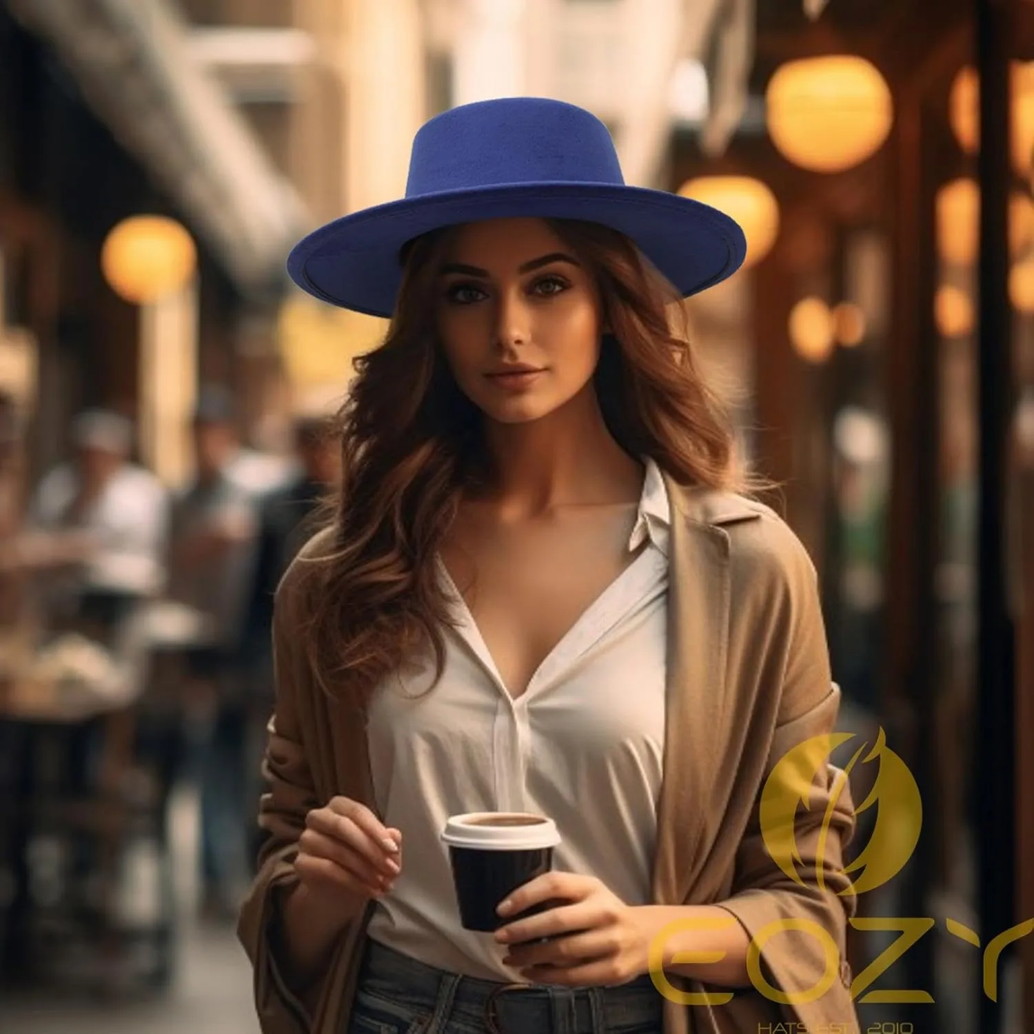 EOZY Women Men Classic Felt Fedora Hat Wide Brim Flat Top Jazz Panama Hat Casual Party Church Hat