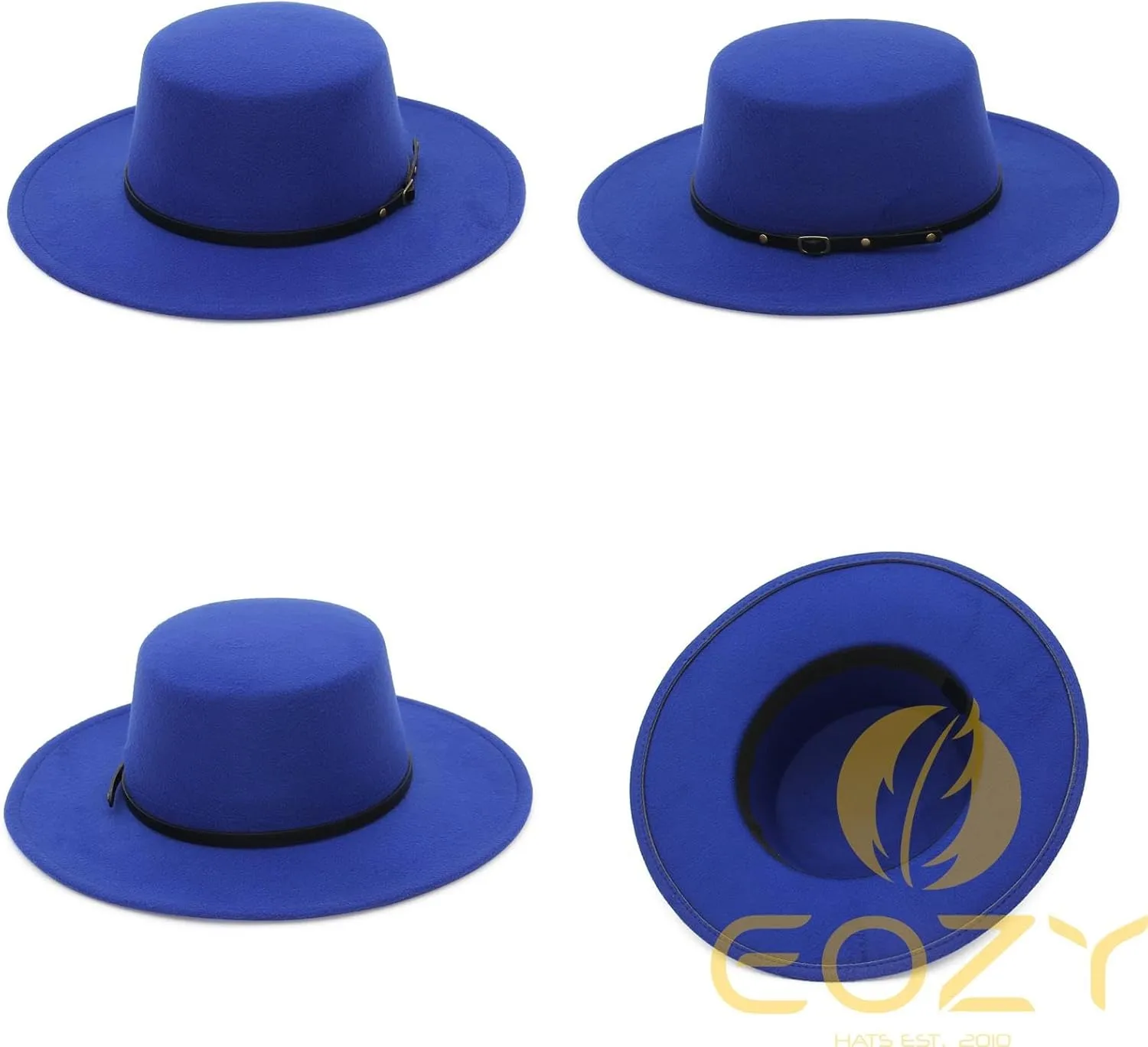 EOZY Women Men Classic Felt Fedora Hat Wide Brim Flat Top Jazz Panama Hat Casual Party Church Hat