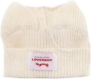 Knitted Beanie Hat - Cute Rabbit Long Ears Fun Fluffy Winter Warm Hat - White