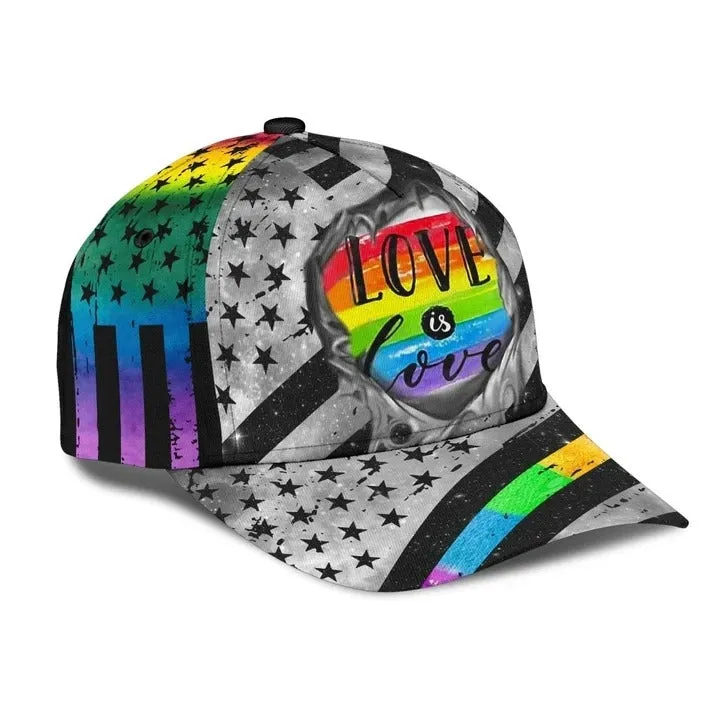 LGBT Pride Cap She's Mine Rainbow Hand Hexagonal Texture Printing 3D Baseball Cap Hat