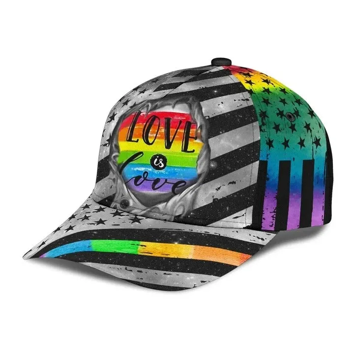 LGBT Pride Cap She's Mine Rainbow Hand Hexagonal Texture Printing 3D Baseball Cap Hat