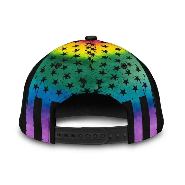 LGBT Pride Cap She's Mine Rainbow Hand Hexagonal Texture Printing 3D Baseball Cap Hat