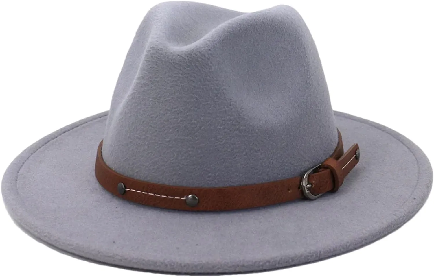 Men's Vintage Wide Brim Fedora Hat Unisex Classic Panama Jazz Hats Outdoor Floppy Panama Cap with Belt