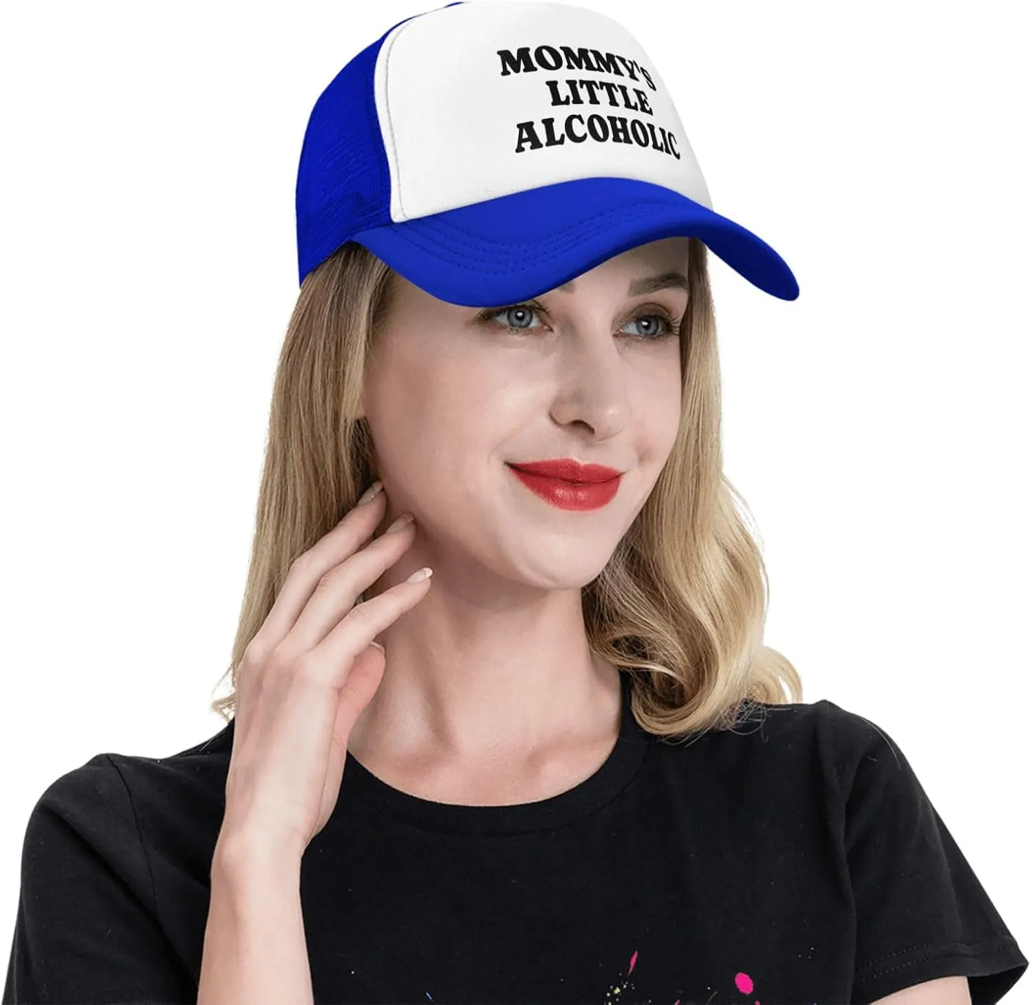 Mommy's Little Alcoholic Hat Funny Trucker Hats Mesh Baseball Cap, Adjustable Fishing Caps Hat for Men Women