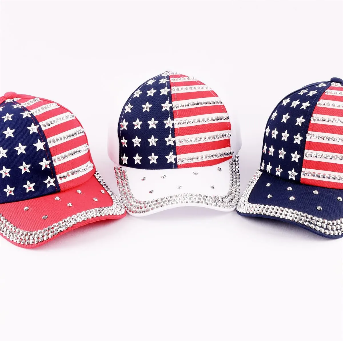 Patriotic American Flag Baseball Cap USA Sparkle Hat for Men Women Summer Sun Cap