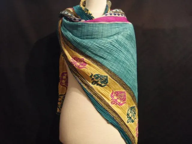 Printed Pleated Chiffon Wrap/Sarong