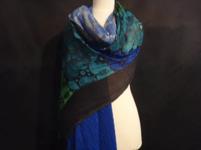 Printed Pleated Chiffon Wrap/Sarong