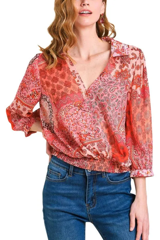 Puff Sleeve Wrap Top