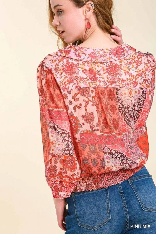 Puff Sleeve Wrap Top