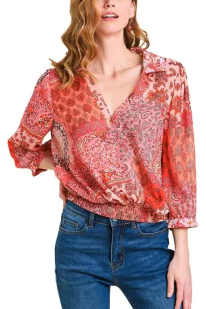 Puff Sleeve Wrap Top