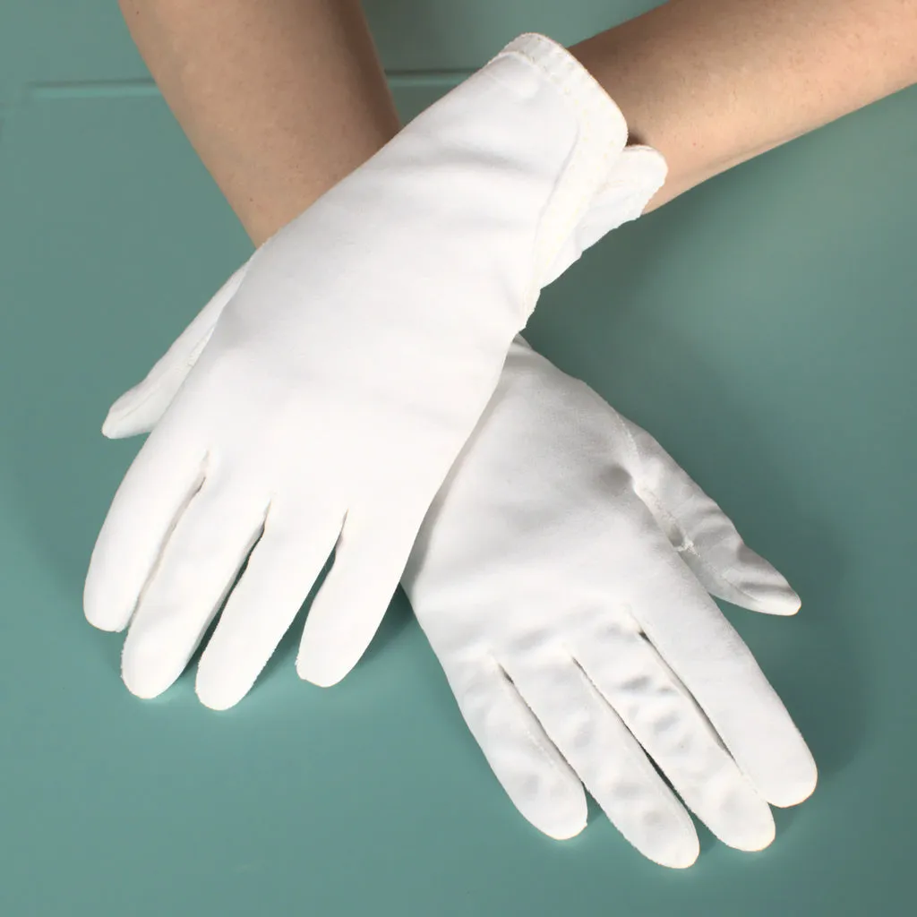 Short Emb Wrist White Gloves