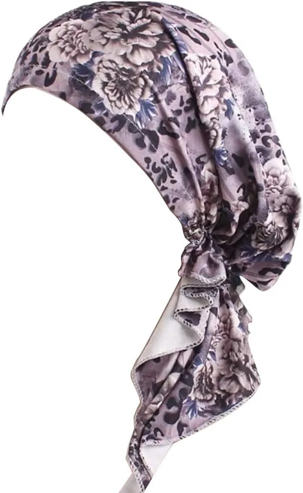 Summer Chemo Scarf Lightweight Silky Beanie Ruffle Cap Cancer Headwear for Womens