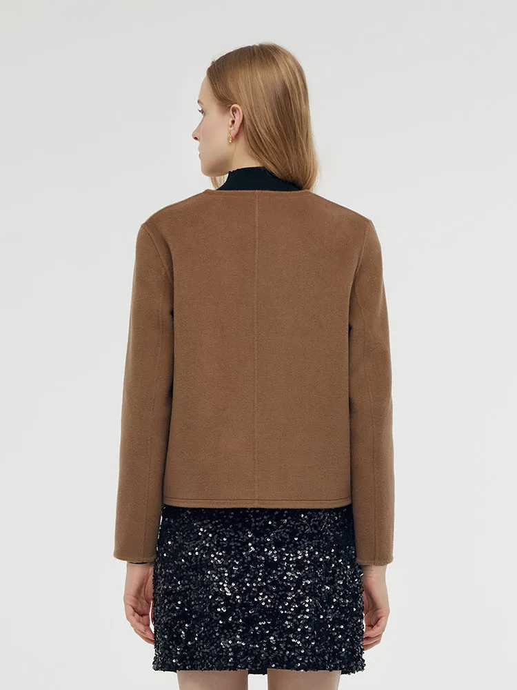 Tencel Wool Blend Jacket With Scarf