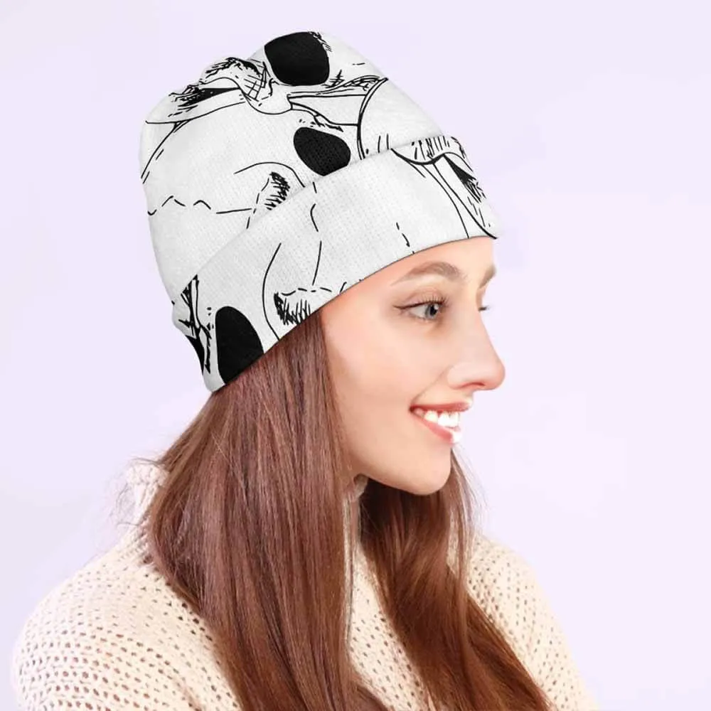 Terrible White Skull Print Warm Knitted Beanies Hat