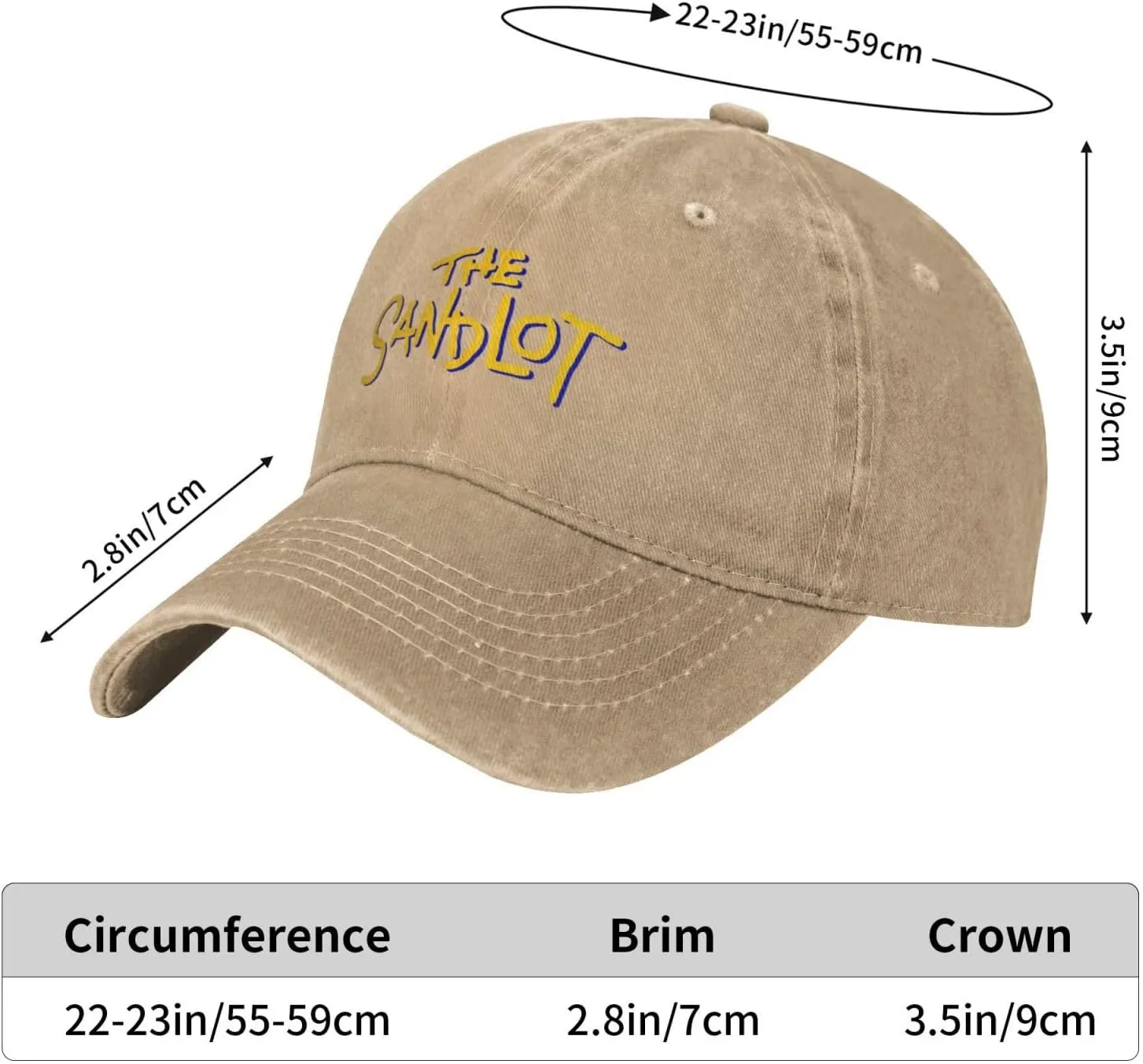 The Sandlot Banner Casquette Baseball Cap Cowboy Hat Unisex Denim Adults Denim Hat Adjustable Size Black