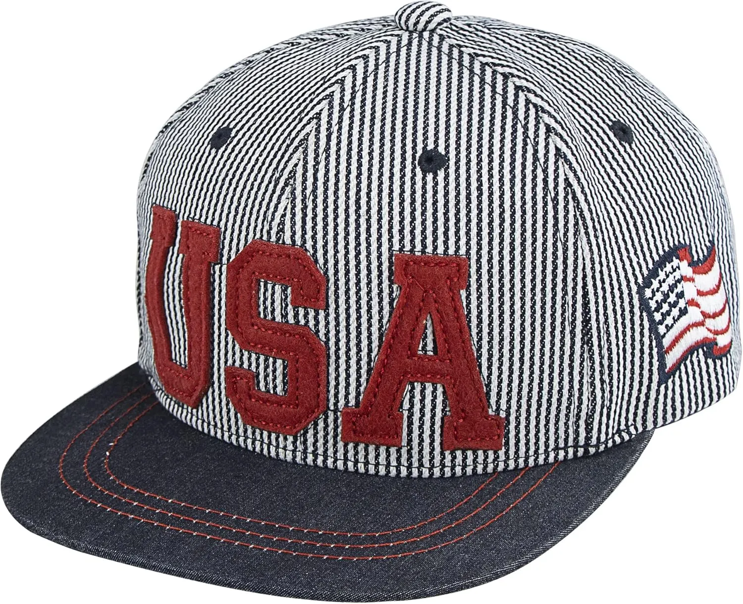 Toddler-Striped-Baseball-Hat American-Flag Snapback Hat Boys Cotton Sun Hat