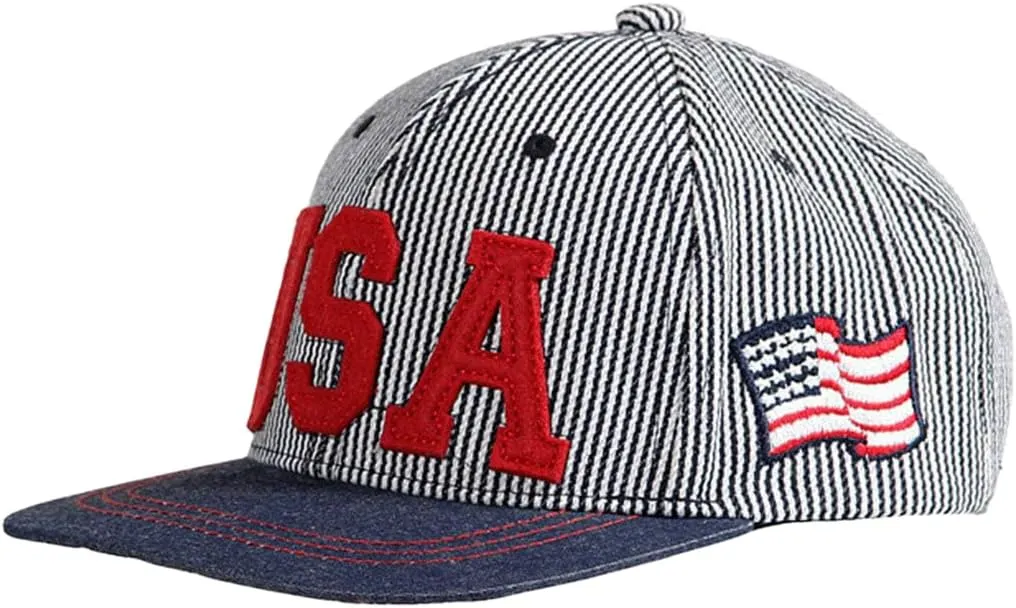 Toddler-Striped-Baseball-Hat American-Flag Snapback Hat Boys Cotton Sun Hat
