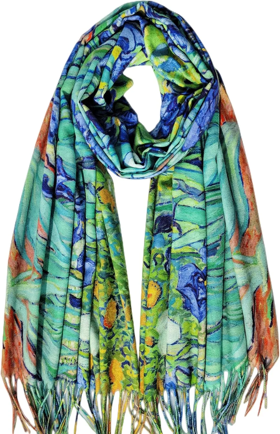 VENVSBEE Reversible Soft Cashmere Feel Scarf Large Shawl Wrap Double-side Art Print Warm Pashmina Klimt Van Gogh Gifts