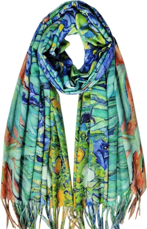 VENVSBEE Reversible Soft Cashmere Feel Scarf Large Shawl Wrap Double-side Art Print Warm Pashmina Klimt Van Gogh Gifts