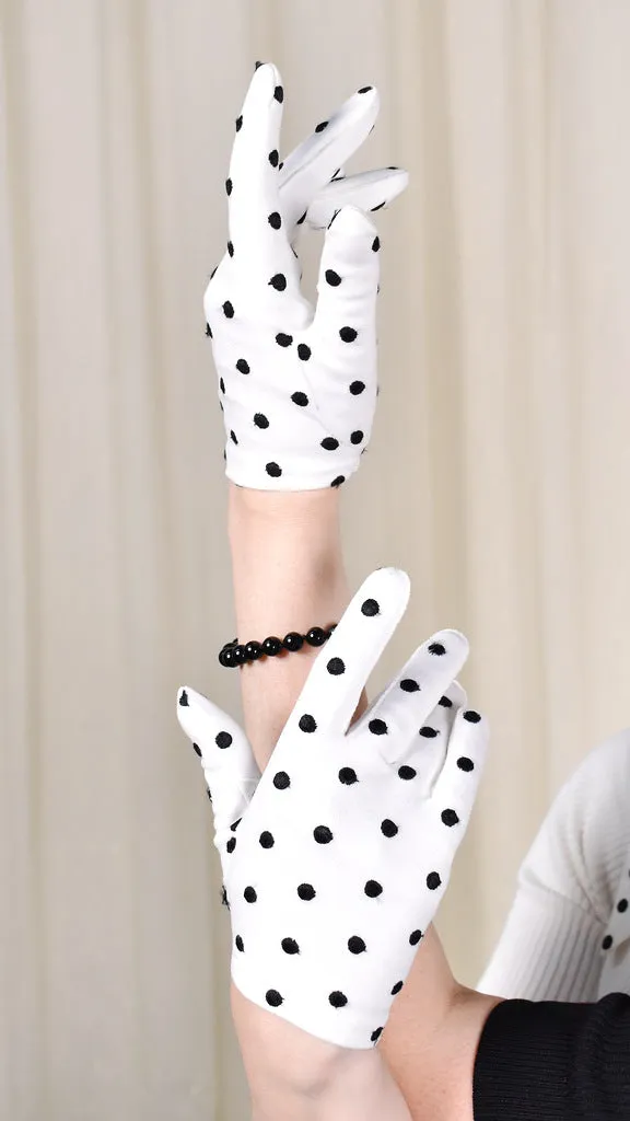 Vintage Polka Dot Gloves with Neck Tie