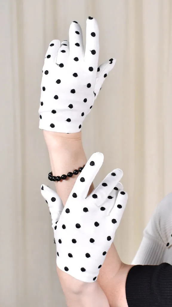 Vintage Polka Dot Gloves with Neck Tie